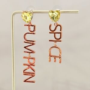 (2 Pairs) Betsey Johnson Pumpkin Spice Earrings Orange Fall Autumn Halloween